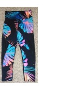 Womens Yoga Pants Victorias Secret PINK Black Floral Foldover Waist Capr... - £31.07 GBP