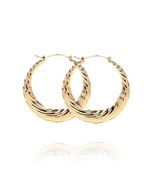 18k Layered Real Gold Filled Round Bamboo earrings - $11.65