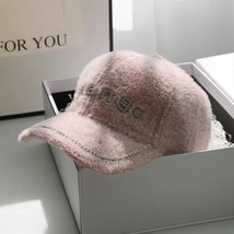 Hats For Women Autumn And Winter Plush Warm Baseball Caps Rhinestone Letter Caps - $18.50