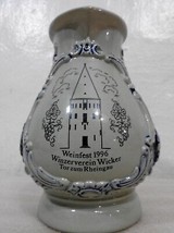 Weinfest 96 German Wine Pitcher Winzerverein Wicker Tor Zum Rheingau Okt... - $29.89