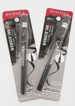 2X Rimmel Wonder&#39;ink Eyeliner Waterproof 001 Black 0.03 fl oz New  - £7.98 GBP