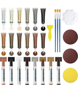 Wood Furniture Repair Kit 12 Color Filler 8 Markers Fix Scratches Floors... - $25.72