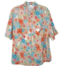 Just My Size Womens Blouse Size 2X Short Sleeve Button Front Collared Floral - £10.99 GBP