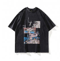 Loose Fried Color Distressed Cotton  Sleeve Goku - $32.00