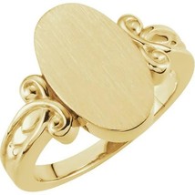 Authenticity Guarantee 
14K Yellow Gold Ladies Oval Signet Ring - £793.68 GBP+