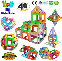 40 Pcs DIY Magnetic Tiles Magnetic Building Blocks Toys Kids Educational - £13.58 GBP