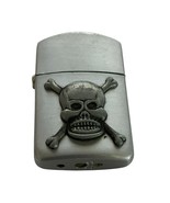 Vintage Lighter Skull Pirate Crossbones 3D Silver Color Evil Working Nee... - $22.08 CAD