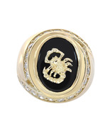 Black Onyx Scorpio 2.50 Carat Man Made Simulated Diamonds 14K Yellow Gold - £699.19 GBP