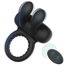 Vibrating Cock Ring With Bunny Ears, Silicone Penis Ring Couple Vibrator With 10 - £29.08 GBP