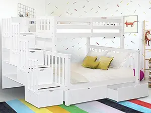 Bedz King Stairway Bunk Beds Twin over Full with 4 Drawers in the Steps ... - $1,816.99
