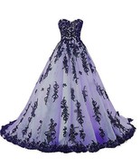 Vintage Gothic Black Lace Ball Gown Long Prom Dresses Wedding Gowns Lave... - £136.72 GBP