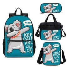 Koala Pattern 3D Print School Backpack Set 4 PCS  Lunch Bag Messenger Bag Pencil - £97.64 GBP