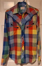 Vtg Wrangler Colorblock Black Pearl Snap M Shirt Western Cowboy 70s 80s USA Made - £69.95 GBP