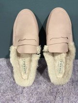 Serra Pink Suede &amp; Cream Faux Fur Indoor/Outdoor Penny Loafers Shoes Size 7 NEW - £27.15 GBP