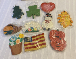 Vintage Set of 10 Lillian Vernon Hanging Plaques: Halloween St Pats &amp; more - $19.79