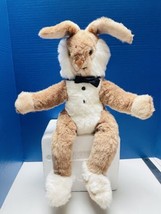 1983 DAKIN Brown White 23-in Bunny Rabbit Plush Stuffed Bunny Black Bow tie - £18.36 GBP