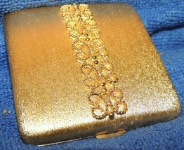 Vintage Avon Powder Compact 3&quot; brushed gold scrolled filigree mirror Imp... - $16.19