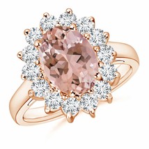 ANGARA Princess Diana Inspired Morganite Ring with Diamond Halo - £2,094.03 GBP