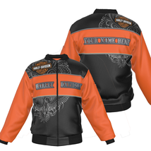 Personalized Harley Motor Racing Davidson Bomber Jacket With with Sleeve... - $54.99