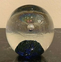 Robert Eickholt 1985 Iridescent Controlled Bubble Art Glass Paperweight - $74.25