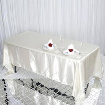 Ivory 72X120&quot;&quot; Rectangle Satin Tablecloth Wedding Party Home Banquet Linens Sale - £11.51 GBP