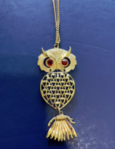 Vintage owl pendant long necklace - $21.73