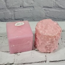 Vintage Candles Light Pink Wax Cube Lumpy Pillar MCM Decor Factory Sealed NOS - £23.73 GBP