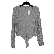 Hollister Top Size XS White With Black Stripes V-Neck Blouse Womens - $16.97