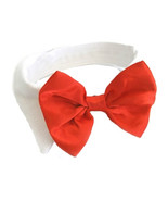 White Collar with Red Satin Removable Bow Dog Tie Sizes XS to 3XL - $241.14 MXN