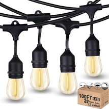 100FT Heavy-Duty Patio Lights String with 32 Dimmable Shatterproof - £68.17 GBP