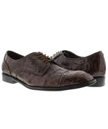 Mens Brown Dolce Pelle Real Crocodile Gator Skin Dress Shoes Oxford Wing... - £129.88 GBP