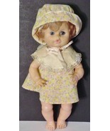 Eegee Doll w/ Eyelashes Drink Wet Dress &amp; Bonnet Rubber Molded Vtg Blond... - $29.65