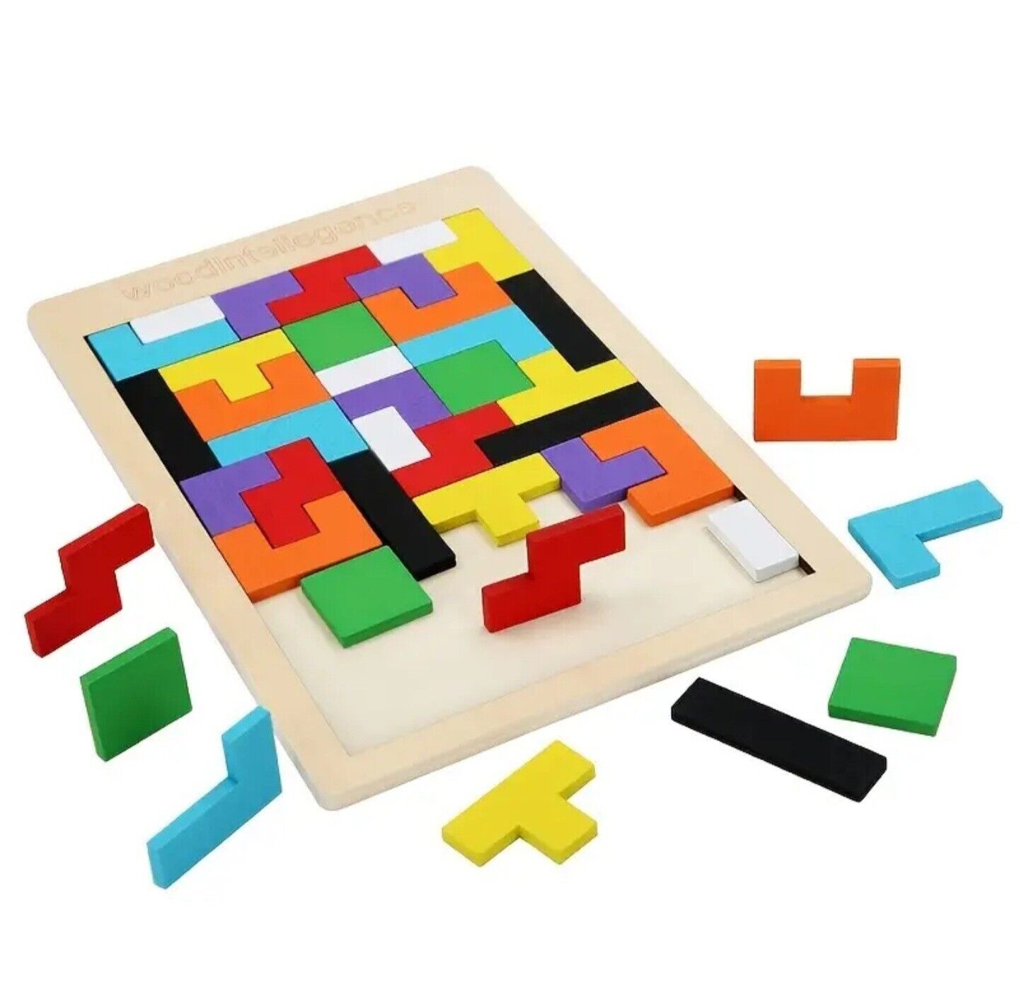 Primary image for Puzzle Jigsaw Wooden Educational Kids Game Tetris Toy 10.6 x 7 in NEW Age 8 - 11