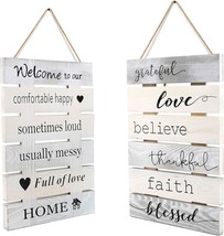 Welcome To Our Home Sign Double-Sided Print Antique Style Welcome Wood Panel - - £20.06 GBP