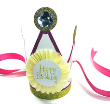 Midwest Happy Birthday Girl  Paper Rhinestone Glitter Cardboard Ribbon Tied - $10.89