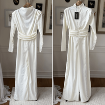 NWT PrettyLittleThing Ivory Satin High Neck Jumpsuit 6 - $27.36