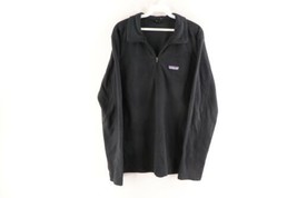 Vintage Patagonia Mens Medium Spell Out Box Logo Pullover Fleece Sweater Black - £29.82 GBP