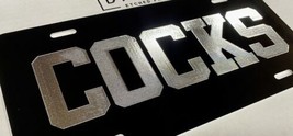 ENGRAVED Cocks Car Tag Diamond Etched Black &amp; Silver Vanity Front License Plate - £18.37 GBP