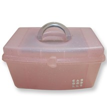 Caboodles Make Up Case Nails Box Sparkles Pink Clear Handle Mirror 2720 Vintage - £28.00 GBP