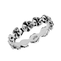 Sweet Hawaiian Plumeria Flower Eternity Band Sterling Silver Floral Ring-7 - £10.27 GBP