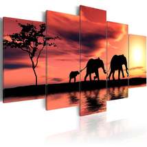 Tiptophomedecor Stretched Canvas Animal Art - African Elephants Family - Stretch - £70.78 GBP+