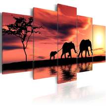 Tiptophomedecor Stretched Canvas Animal Art - African Elephants Family - Stretch - £67.62 GBP+