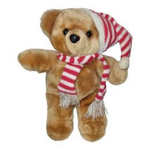 Vtg Liberty Bell Christmas Plush Teddy Bear Knit Hat Scarf Plays Music 12&quot; VIDEO - £8.60 GBP
