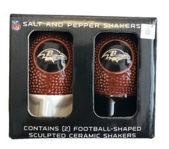 NFL Baltimore Ravens Salt and Pepper Shakers Football Shaped Sculpted Ceramic - £10.87 GBP