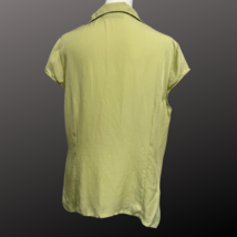 Kate Hill Cap Sleeve Button Up Green Silk Top Size 16 image 2