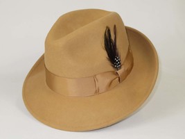 Men's Milani Wool Fedora Hat Soft Crushable Lined FD219 Tan Camel image 2