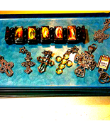 Beautiful~Religious Hematite Bracelet/5 Pendants - £16.28 GBP