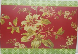 Set Of 3 Same Kitchen Vinyl/Foam Back Placemats(12&quot;x18&quot;)FLOWERS On BURGUNDY#2,DM - £12.63 GBP