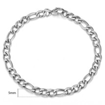 Mens Bracelets 5/7/9mm Figaro Link Chain Simple Stainless Steel Gold Sil... - £11.09 GBP