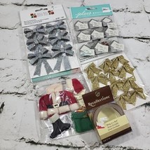 Scrapbooking Stickers Embellishments Christmas Santa Claus Bows Lot  - £11.64 GBP